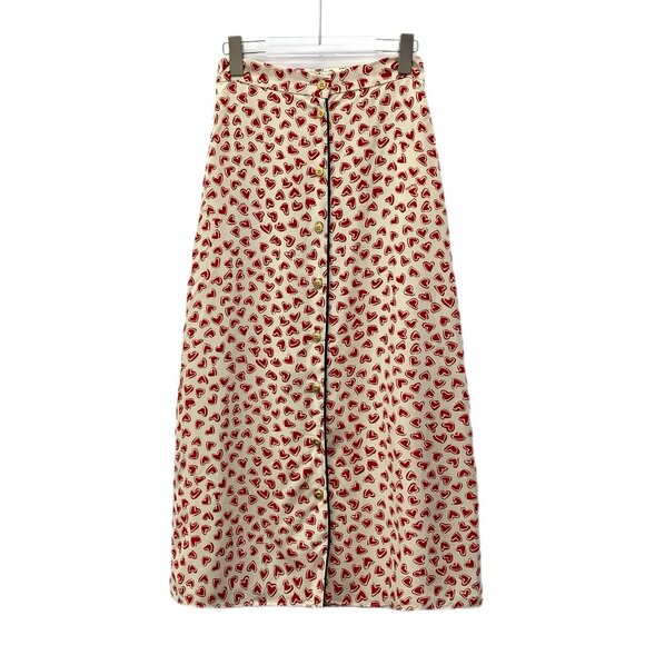 CW0805 MiuMiu color matching heart full print single breasted casual skirt 95% n